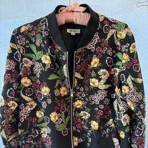 Women’s One Hart Floral Black Bomber‎ Jacket - Size L
